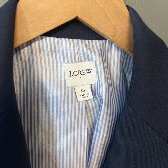 J Crew Blazer Womens 6 Wool Schoolboy Career Classic Nautical Minimalist Blue - Picture 3 of 4